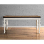 French Country Dining Table, Antique White and Weathered Oak Finish