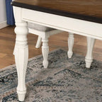 French Country Dining Table, Antique White and Weathered Oak Finish