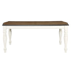 French Country Dining Table, Antique White and Weathered Oak Finish