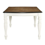 French Country Dining Table, Antique White and Weathered Oak Finish