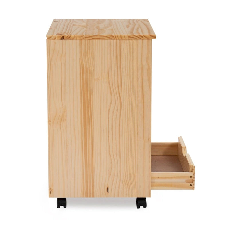 25.25 Natural Brown Wide Rolling Storage Cabinet with 6 Drawer