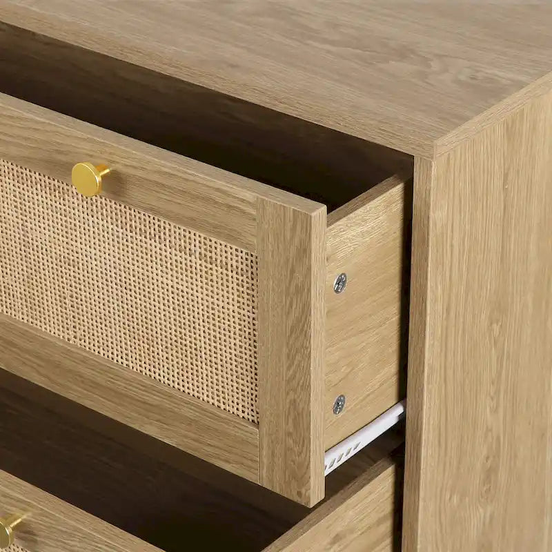 3-Drawer Rattan Dresser Modern Boho Chest of Drawers with Spacious Storage for Bedroom