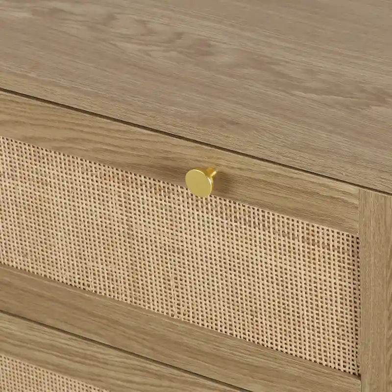 3-Drawer Rattan Dresser Modern Boho Chest of Drawers with Spacious Storage for Bedroom