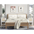 Modern 27.95H Tall 2-Drawer White Nightstand Wood Rattan Side End Table for Bedroom with Storage Shelf