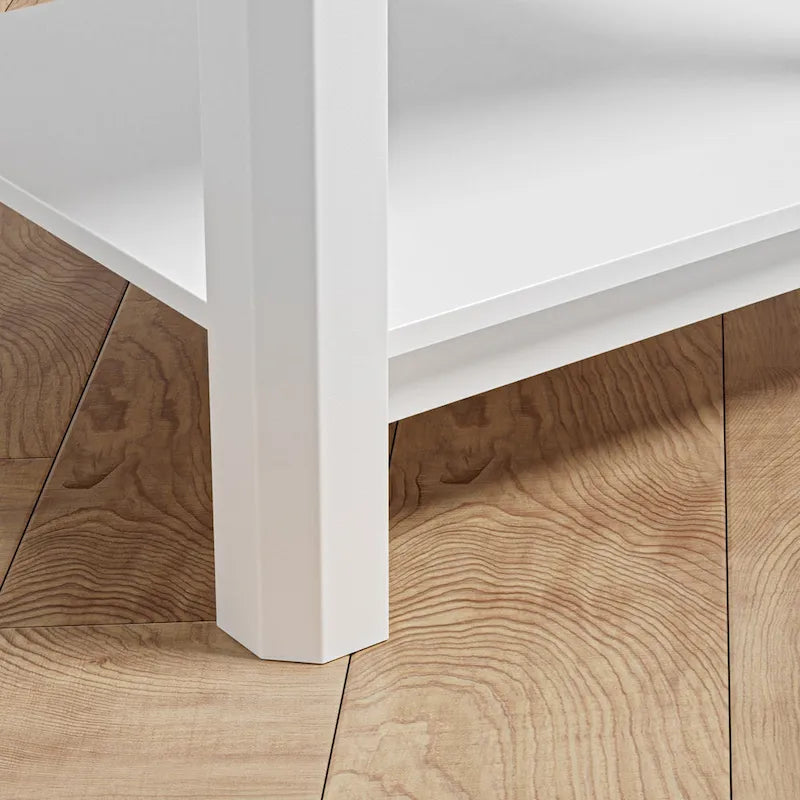 Modern 27.95H Tall 2-Drawer White Nightstand Wood Rattan Side End Table for Bedroom with Storage Shelf