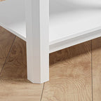 Modern 27.95H Tall 2-Drawer White Nightstand Wood Rattan Side End Table for Bedroom with Storage Shelf