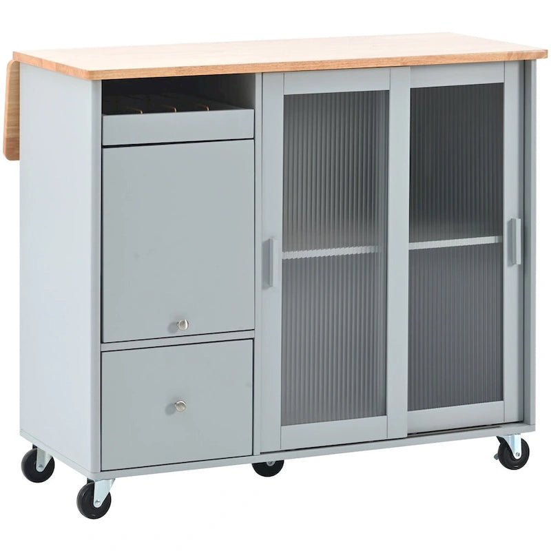 Large Kitchen Island Cart with an Adjustable Shelf and 2 Drawers