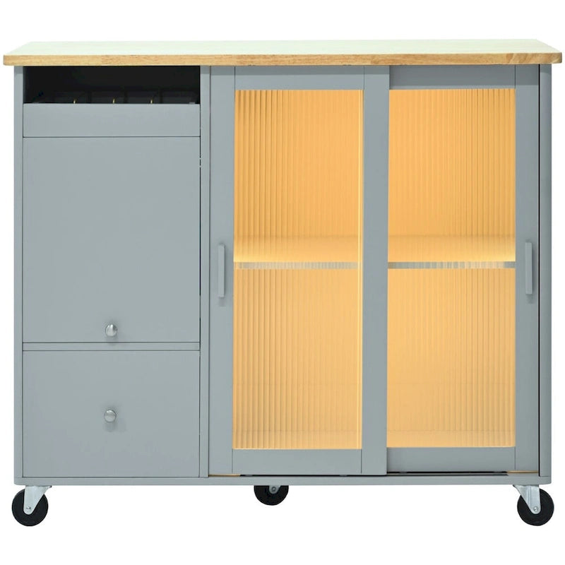 Large Kitchen Island Cart with an Adjustable Shelf and 2 Drawers