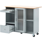 Large Kitchen Island Cart with an Adjustable Shelf and 2 Drawers
