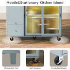 Large Kitchen Island Cart with an Adjustable Shelf and 2 Drawers