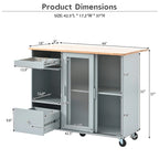 Large Kitchen Island Cart with an Adjustable Shelf and 2 Drawers