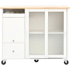 Large Kitchen Island Cart with an Adjustable Shelf and 2 Drawers