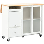 Large Kitchen Island Cart with an Adjustable Shelf and 2 Drawers