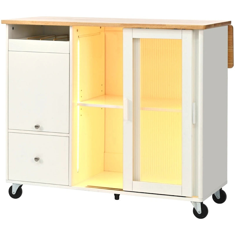 Large Kitchen Island Cart with an Adjustable Shelf and 2 Drawers