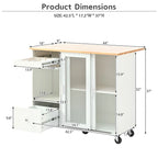 Large Kitchen Island Cart with an Adjustable Shelf and 2 Drawers