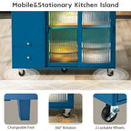 Large Kitchen Island Cart with an Adjustable Shelf and 2 Drawers