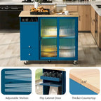 Large Kitchen Island Cart with an Adjustable Shelf and 2 Drawers