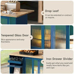 Large Kitchen Island Cart with an Adjustable Shelf and 2 Drawers