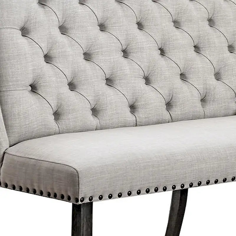 Stylish Long bench with tufted back, ivory