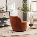 Single Fabric Modern Accent Chair 360 Degree Rotation Swivel Barrel Chairs