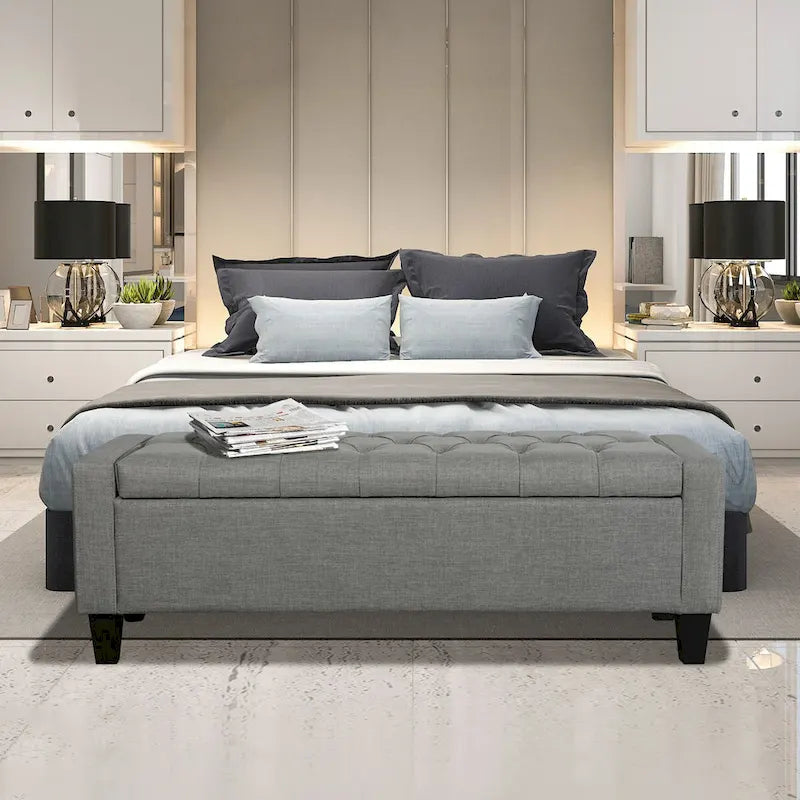 Fabric Button Tufted Storage Bench