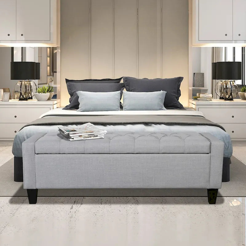 Fabric Button Tufted Storage Bench
