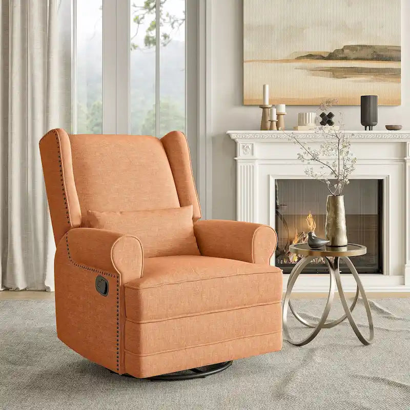 Swivel Recliner Chair with Extra Large Footrest, Grey