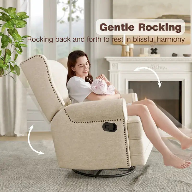 Swivel Recliner Chair with Extra Large Footrest, Grey