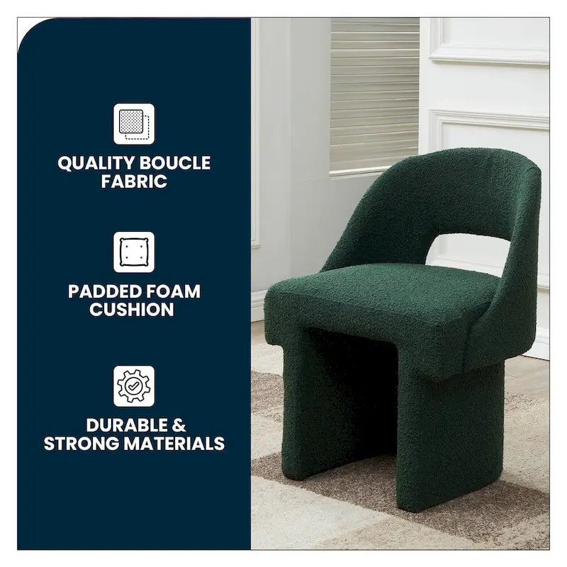 Boucle Modern Elegant Upholstered Accent Chair with MDF Wood Frame for Home Office Living Room & Bedroom