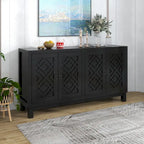 Large Storage Space Sideboard,4 Door Buffet Cabinet with Pull Ring Handles