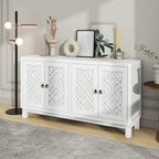 Large Storage Space Sideboard,4 Door Buffet Cabinet with Pull Ring Handles