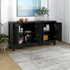 Large Storage Space Sideboard,4 Door Buffet Cabinet with Pull Ring Handles