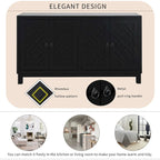 Large Storage Space Sideboard,4 Door Buffet Cabinet with Pull Ring Handles