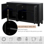 Large Storage Space Sideboard,4 Door Buffet Cabinet with Pull Ring Handles