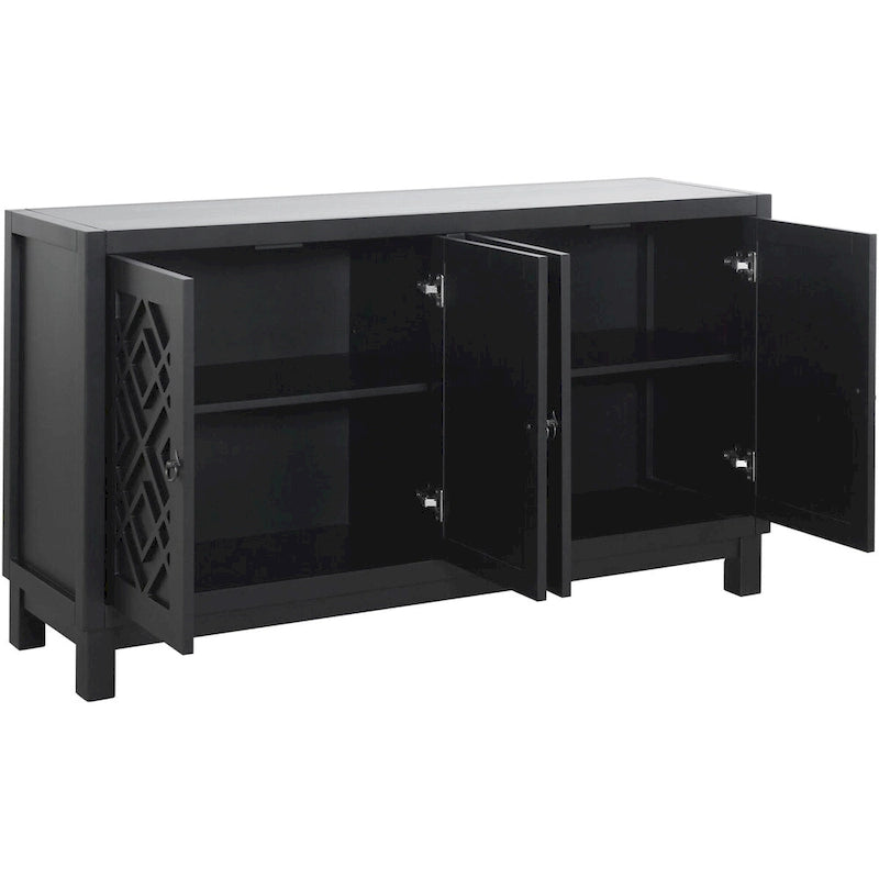 Large Storage Space Sideboard,4 Door Buffet Cabinet with Pull Ring Handles - N/A