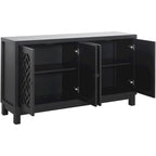 Large Storage Space Sideboard,4 Door Buffet Cabinet with Pull Ring Handles