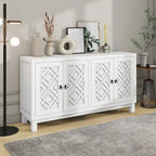Large Storage Space Sideboard,4 Door Buffet Cabinet with Pull Ring Handles