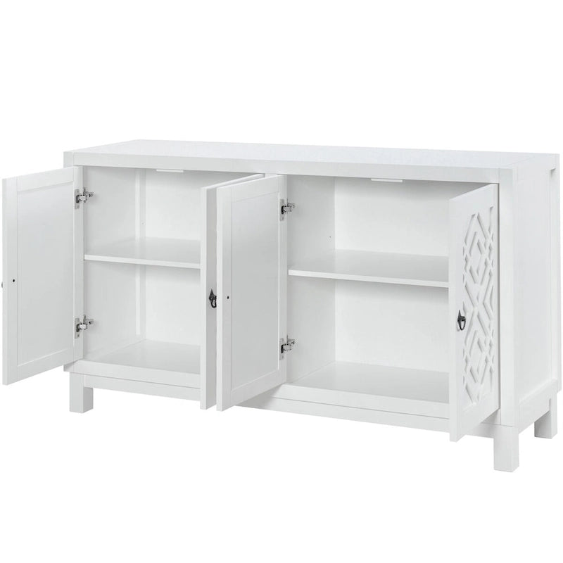 Large Storage Space Sideboard,4 Door Buffet Cabinet with Pull Ring Handles - N/A