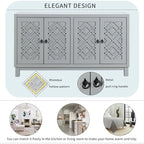 Large Storage Space Sideboard,4 Door Buffet Cabinet with Pull Ring Handles