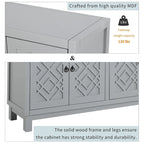 Large Storage Space Sideboard,4 Door Buffet Cabinet with Pull Ring Handles