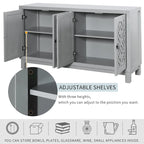 Large Storage Space Sideboard,4 Door Buffet Cabinet with Pull Ring Handles