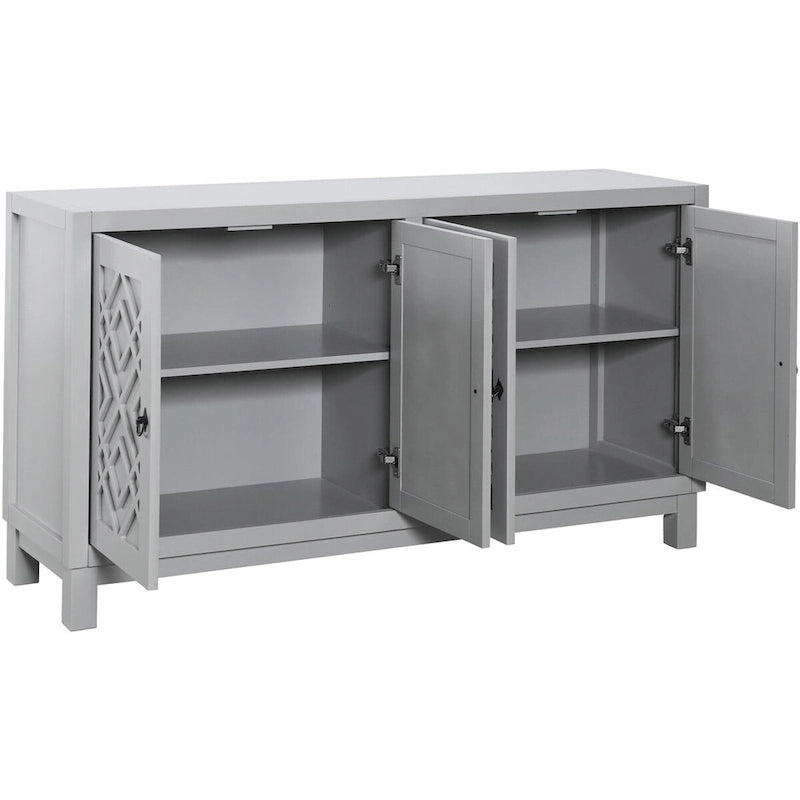 Large Storage Space Sideboard,4 Door Buffet Cabinet with Pull Ring Handles - N/A