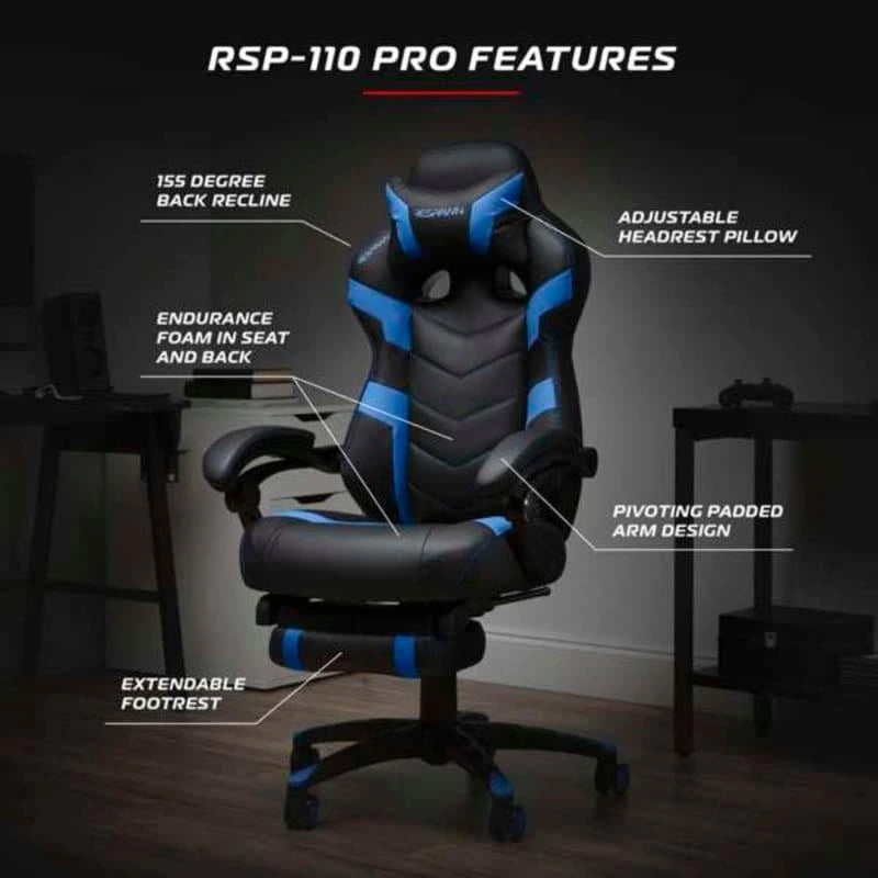 110 Pro Gaming Chair - Gaming Chair with Footrest, Ergonomic Computer Desk Chair