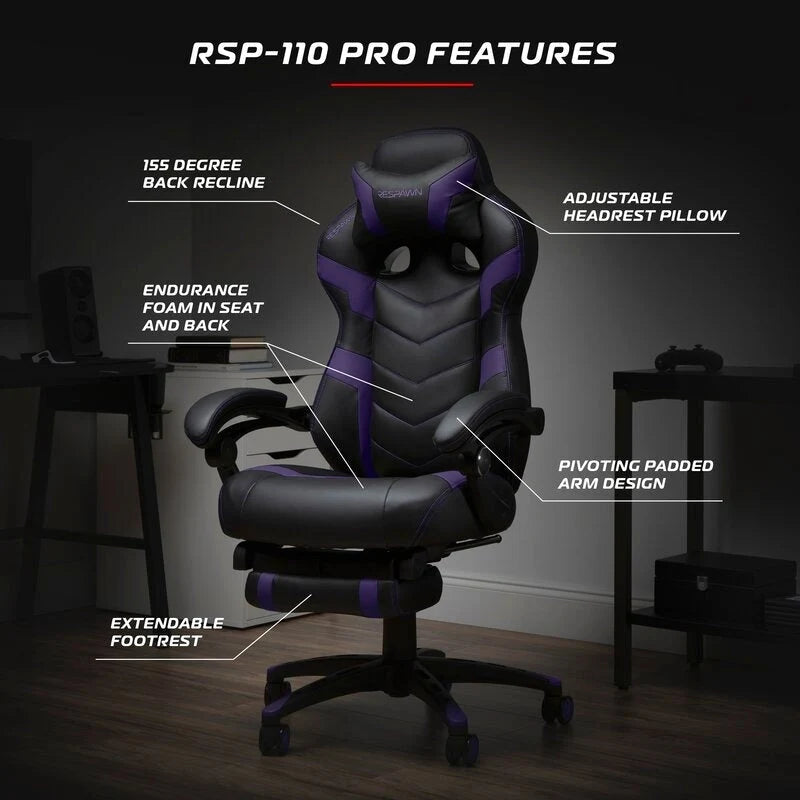 110 Pro Gaming Chair - Gaming Chair with Footrest, Ergonomic Computer Desk Chair