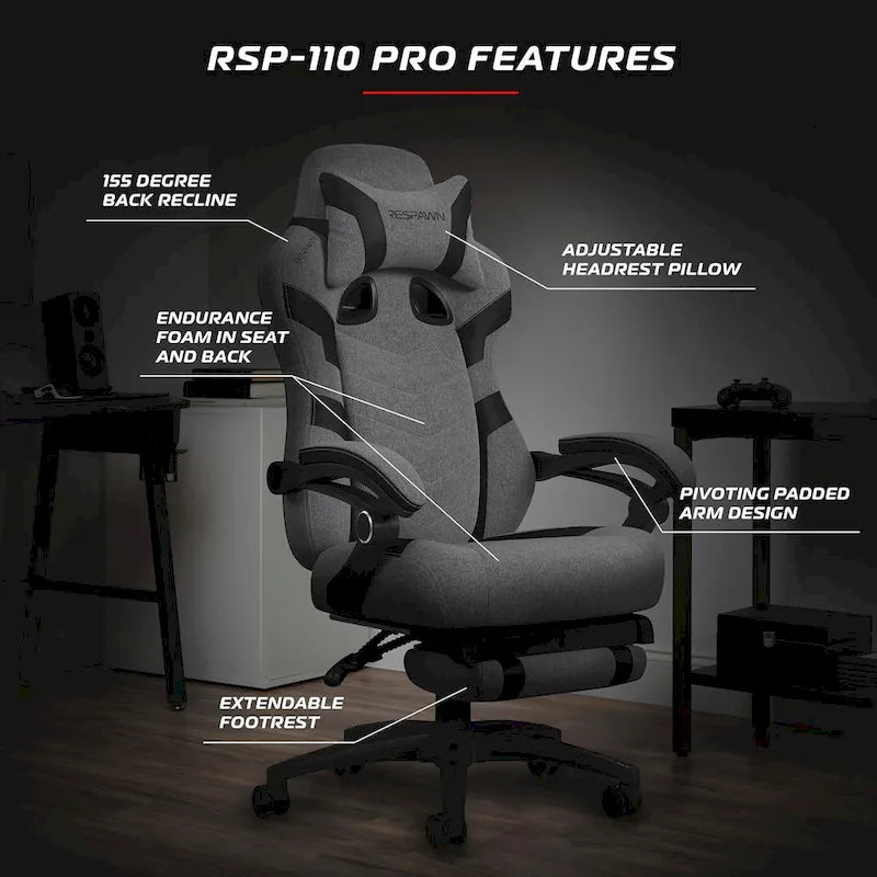 110 Pro Gaming Chair - Gaming Chair with Footrest, Ergonomic Computer Desk Chair