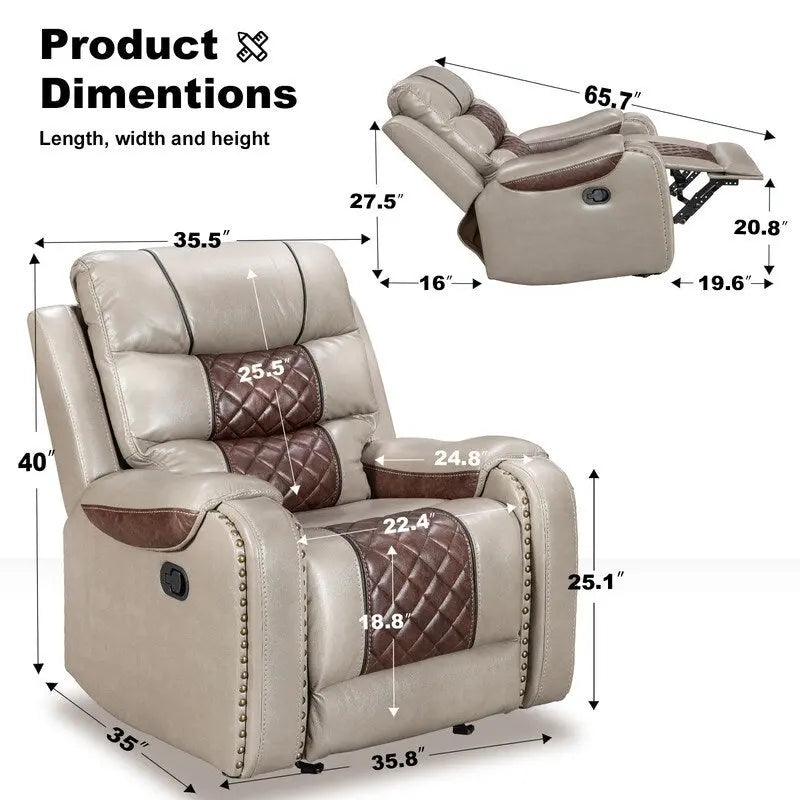 Big Size Faux Leather Recliner Chair for Living Room