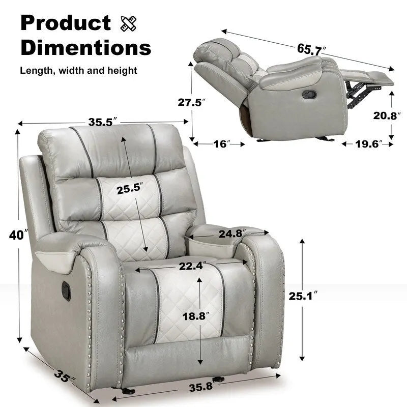 Big Size Faux Leather Recliner Chair for Living Room