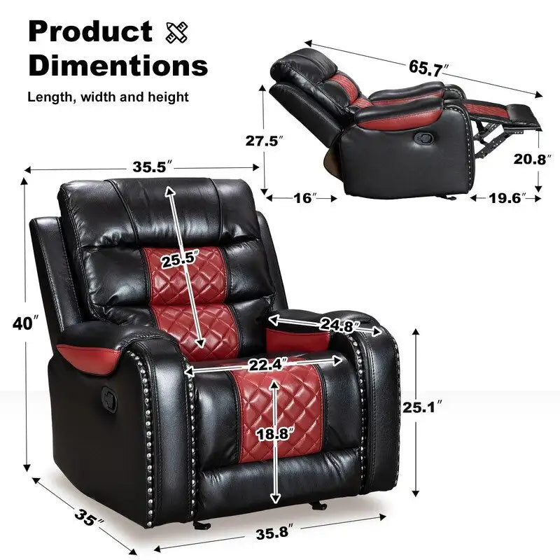 Big Size Faux Leather Recliner Chair for Living Room