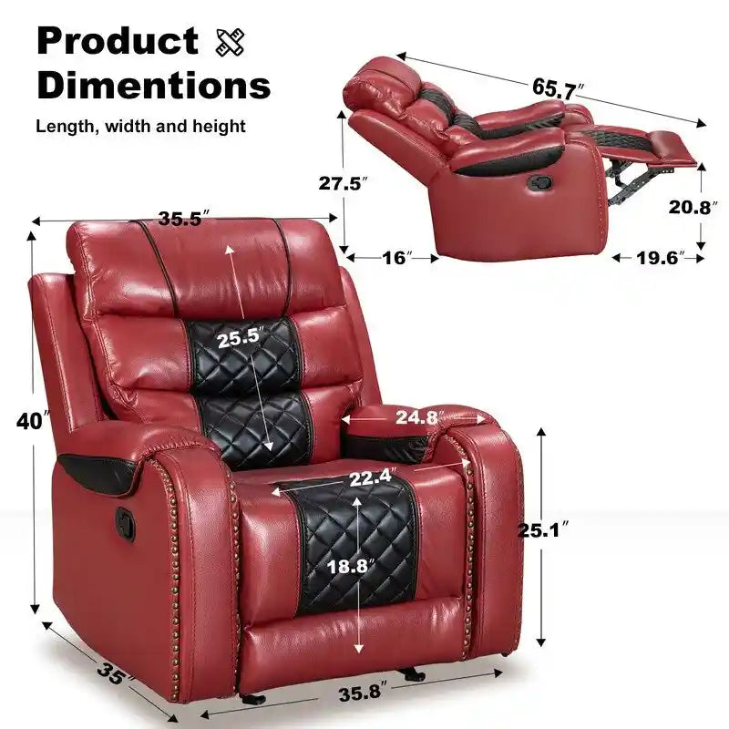 Big Size Faux Leather Recliner Chair for Living Room