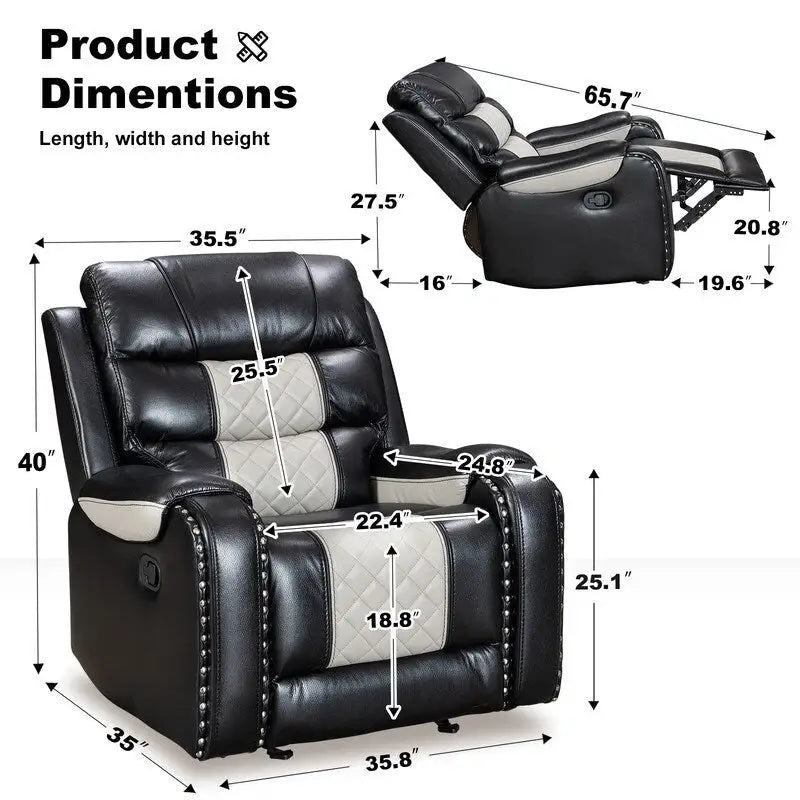 Big Size Faux Leather Recliner Chair for Living Room